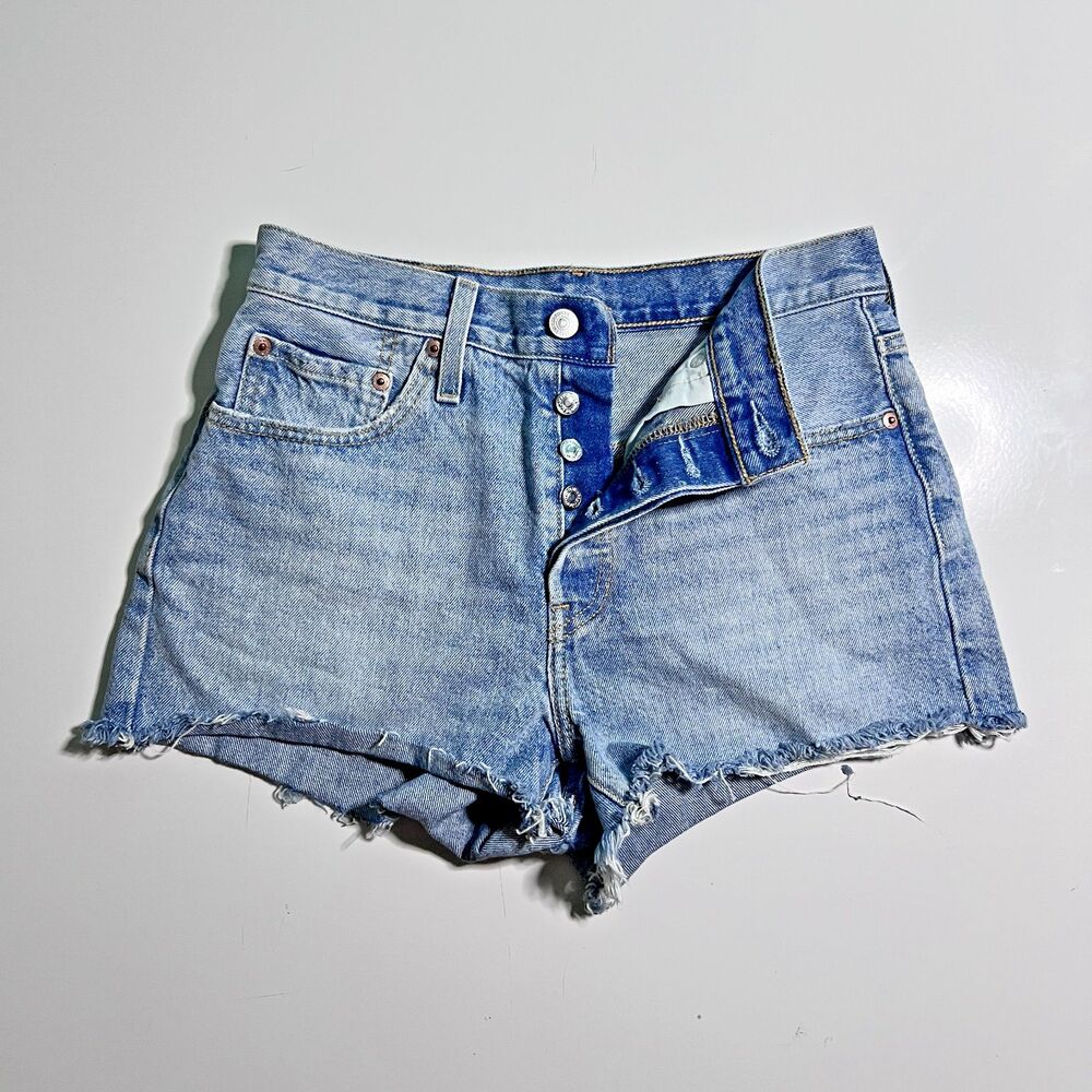 Levi's 501 Women's W27 Light Wash Blue Denim High Rise Cutoff 5-Pocket